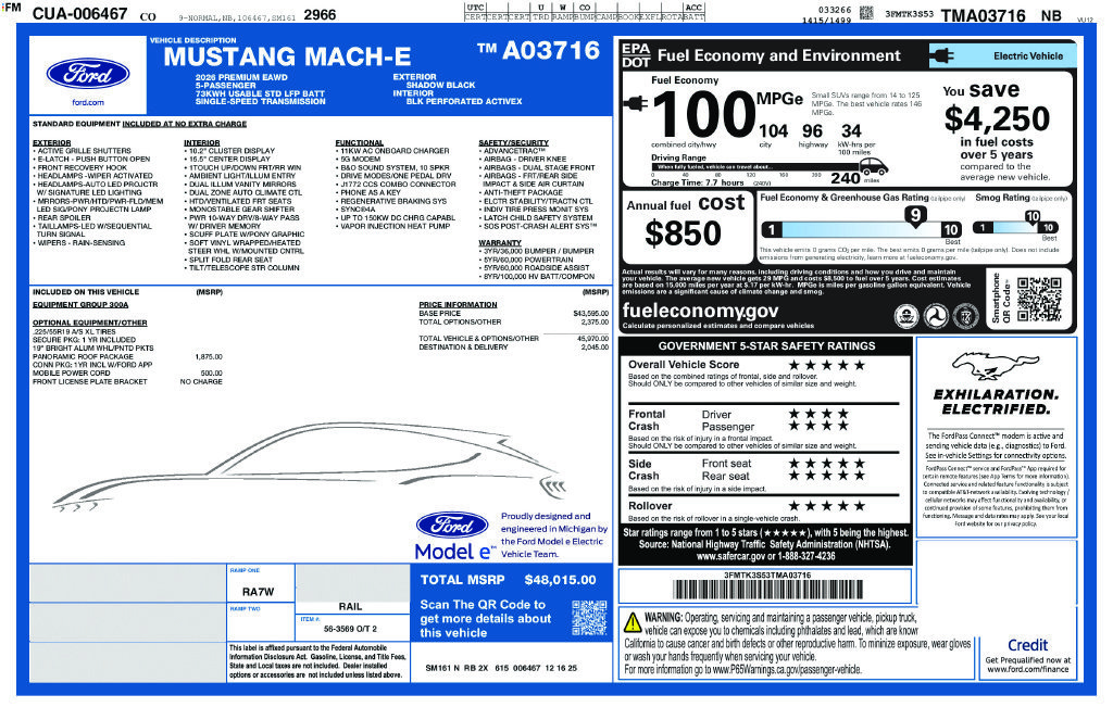Used 2026 Ford Mustang Mach-E Premium AWD/4WD image 45