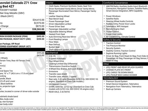 Used 2015 Chevrolet Colorado Z71 w/ LPO, Gearon Divider Package AWD/4WD image 3
