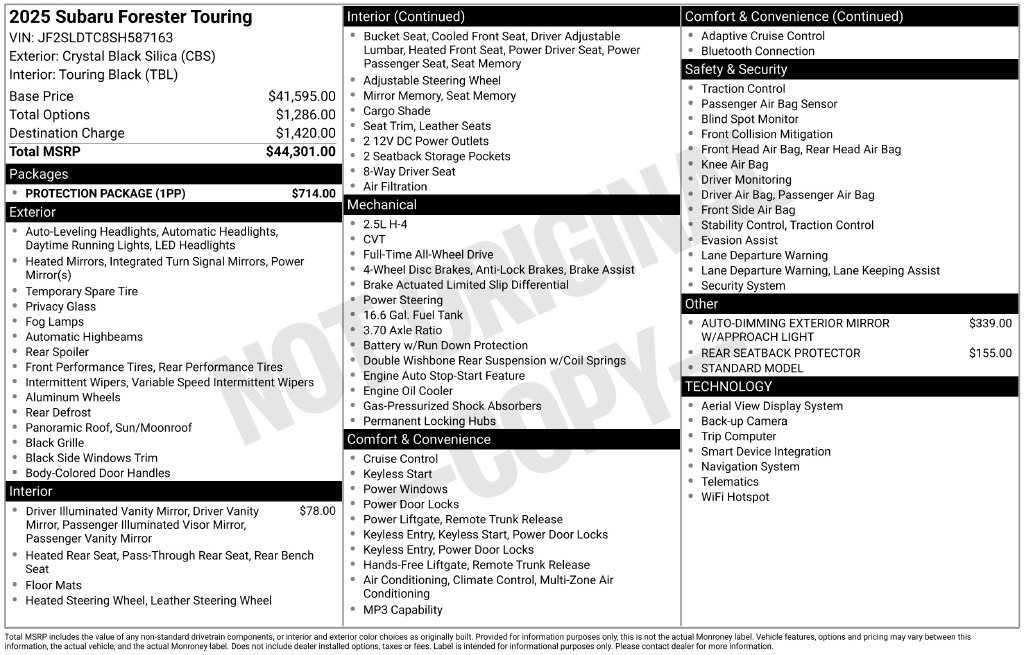 Certified 2025 Subaru Forester Touring w/ Protection Package AWD/4WD image 29