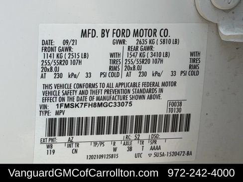 Used 2021 Ford Explorer Limited w/ Equipment Group 301A RWD image 34