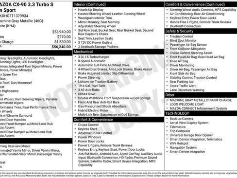 New 2026 MAZDA CX-90 3.3 Turbo S w/ Premium Package AWD/4WD image 2