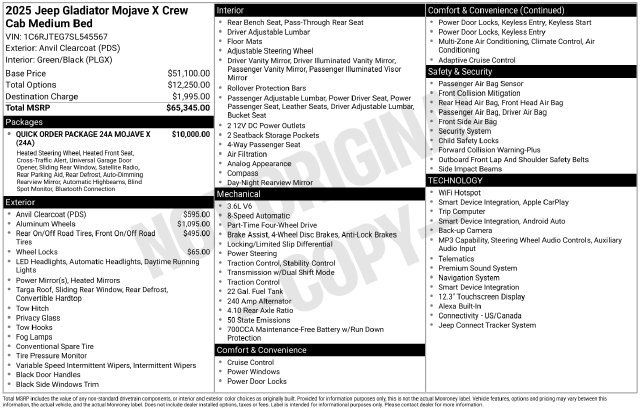 Used 2025 Jeep Gladiator Mojave AWD/4WD image 34