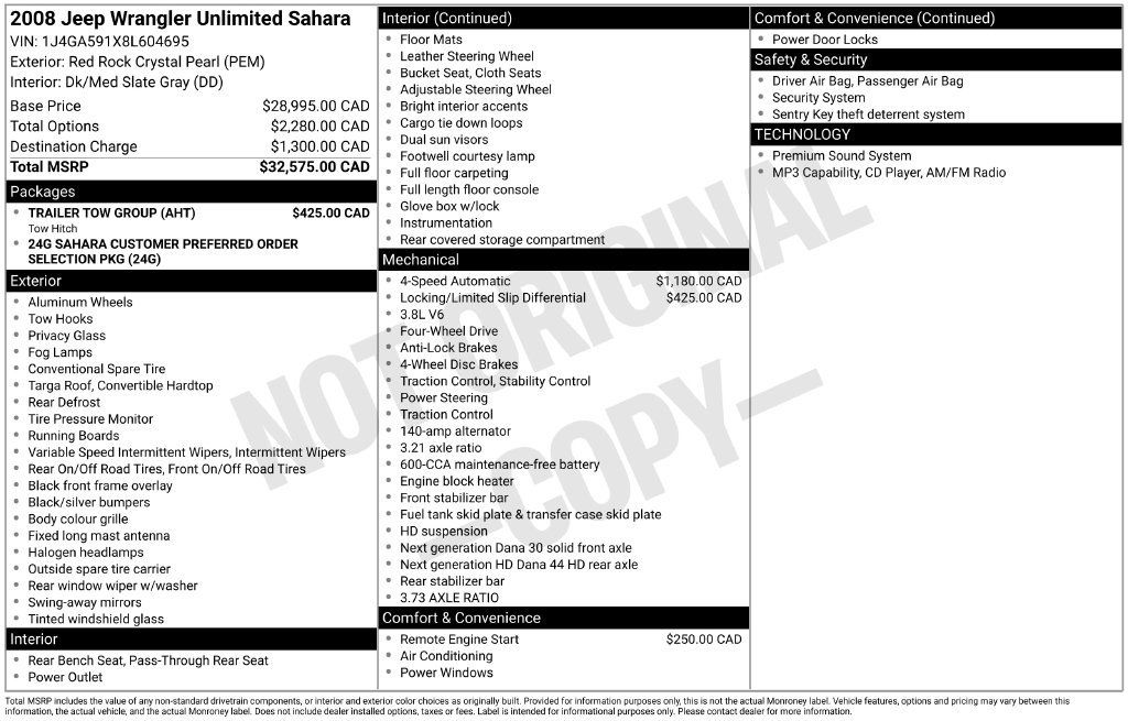 Used 2008 Jeep Wrangler Unlimited Sahara w/ Trailer Tow Group AWD/4WD image 4