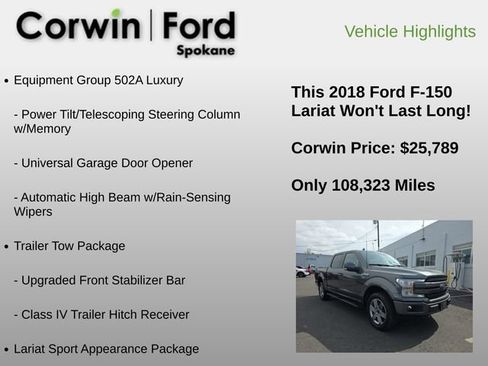 Used 2018 Ford F150 Lariat w/ Equipment Group 502A Luxury AWD/4WD image 18