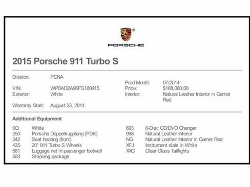Used 2015 Porsche 911 Turbo S AWD/4WD image 2