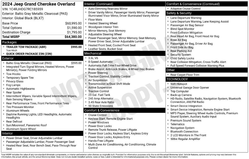 Used 2024 Jeep Grand Cherokee Overland w/ Trailer Tow Package AWD/4WD image 4