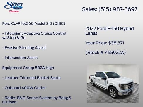 Certified 2022 Ford F150 Lariat w/ Equipment Group 502A High AWD/4WD image 8