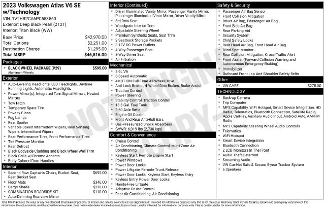 Used 2023 Volkswagen Atlas SE w/ Black Wheel Package AWD/4WD image 33