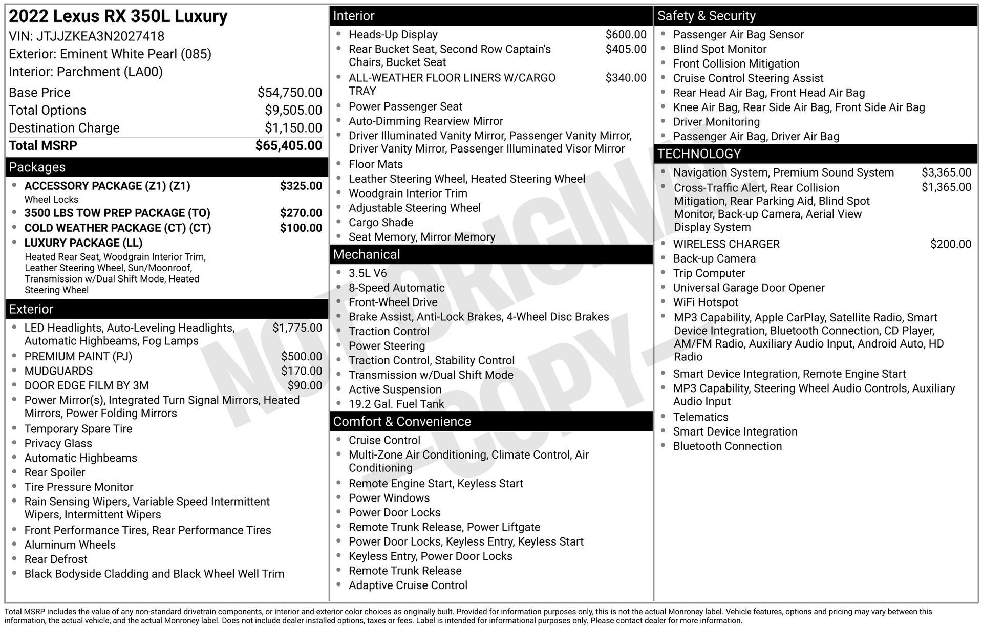 Used 2022 Lexus RX 350L Luxury w/ Accessory Package (Z1) FWD image 1