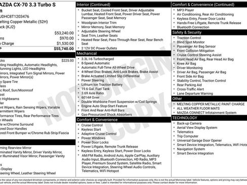 New 2026 MAZDA CX-70 3.3 Turbo S w/ Premium Package AWD/4WD image 11