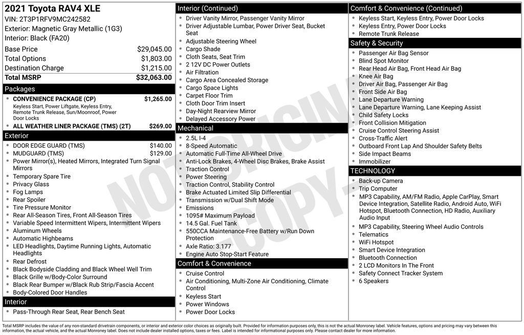 Certified 2021 Toyota RAV4 XLE w/ Convenience Package AWD/4WD image 3