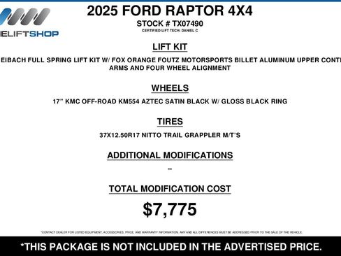 Used 2025 Ford F150 Raptor w/ Equipment Group 803A Raptor R image 2