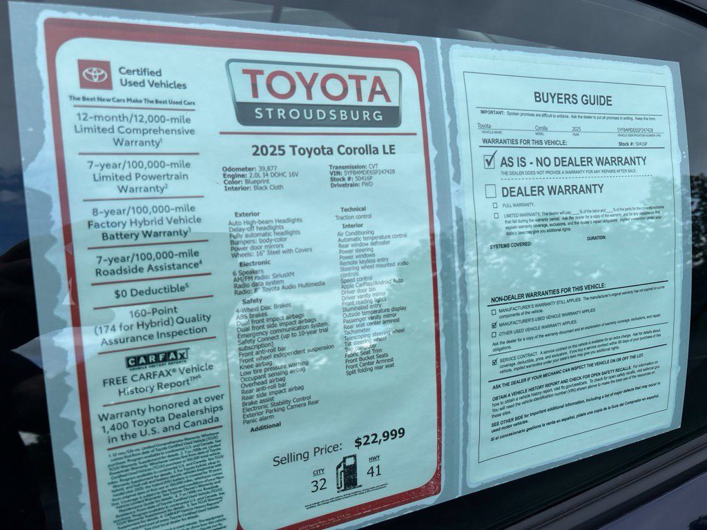 Certified 2025 Toyota Corolla LE FWD image 30