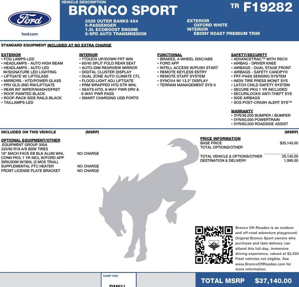 New 2026 Ford Bronco Sport Outer Banks AWD/4WD image 2