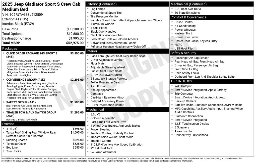 Used 2025 Jeep Gladiator Sport AWD/4WD image 9