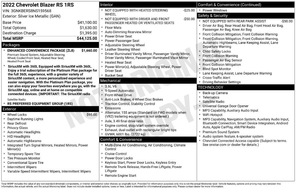 Used 2022 Chevrolet Blazer RS w/ Enhanced Convenience Package FWD image 38