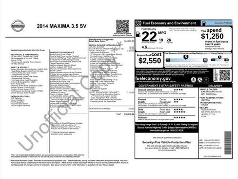 Used 2014 Nissan Maxima 3.5 SV w/ Sport Package FWD image 2