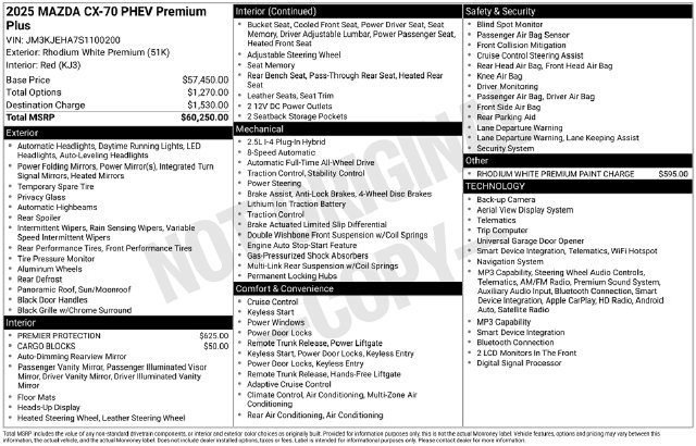 Certified 2025 MAZDA CX-70 Plug-In Hybrid w/ Premium Plus AWD/4WD image 28