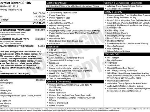 Used 2021 Chevrolet Blazer RS w/ Enhanced Convenience Package FWD image 6