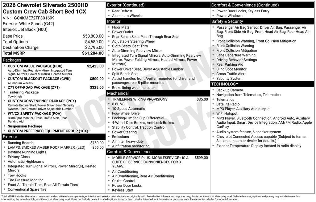 New 2026 Chevrolet Silverado 2500 Custom w/ Custom Value Package AWD/4WD image 25