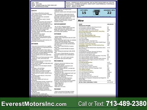 Used 2020 Chevrolet Express 3500 Extended w/ Driver Convenience Package RWD image 1