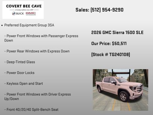 New 2026 GMC Sierra 1500 SLE w/ Preferred Package RWD image 6