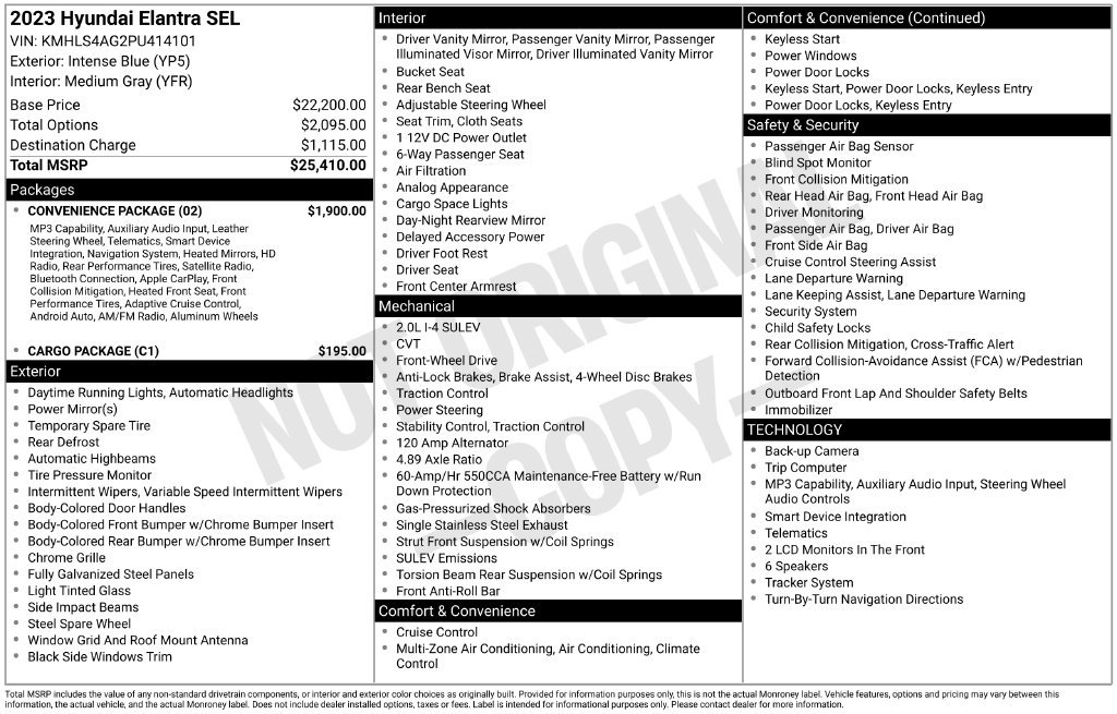 Used 2023 Hyundai Elantra SEL w/ Convenience Package FWD image 11