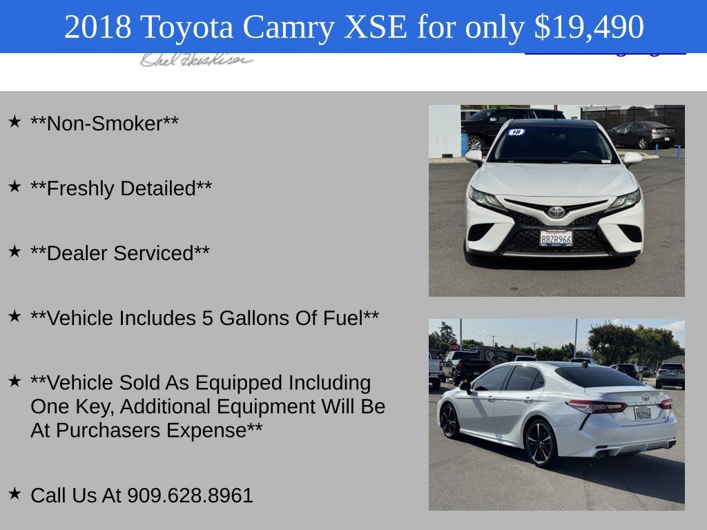 Used 2018 Toyota Camry XSE w/ Audio Package FWD image 4