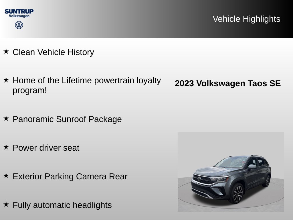 Used 2023 Volkswagen Taos SE w/ Panoramic Sunroof Package AWD/4WD image 8