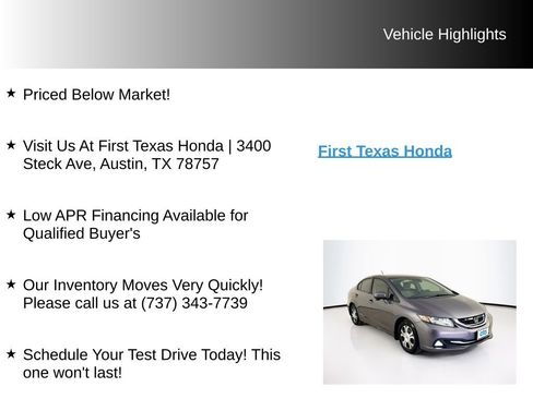 Used 2014 Honda Civic Hybrid Sedan image 9