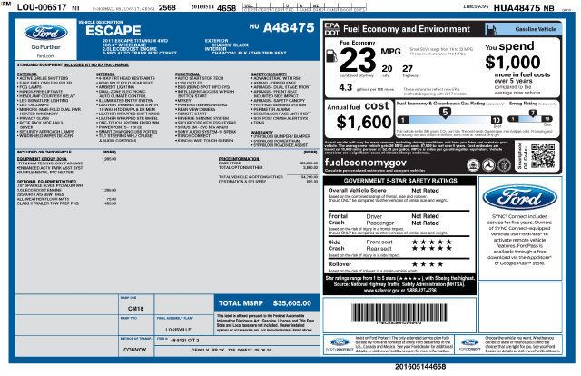 Used 2017 Ford Escape Titanium w/ Equipment Group 301A AWD/4WD image 2