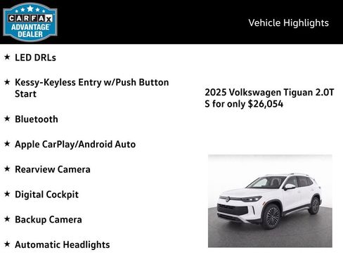 Certified 2025 Volkswagen Tiguan S w/ 18" Wheel Package AWD/4WD image 4