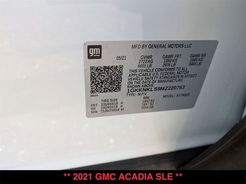 Used 2021 GMC Acadia SLE w/ Driver Convenience Package image 32
