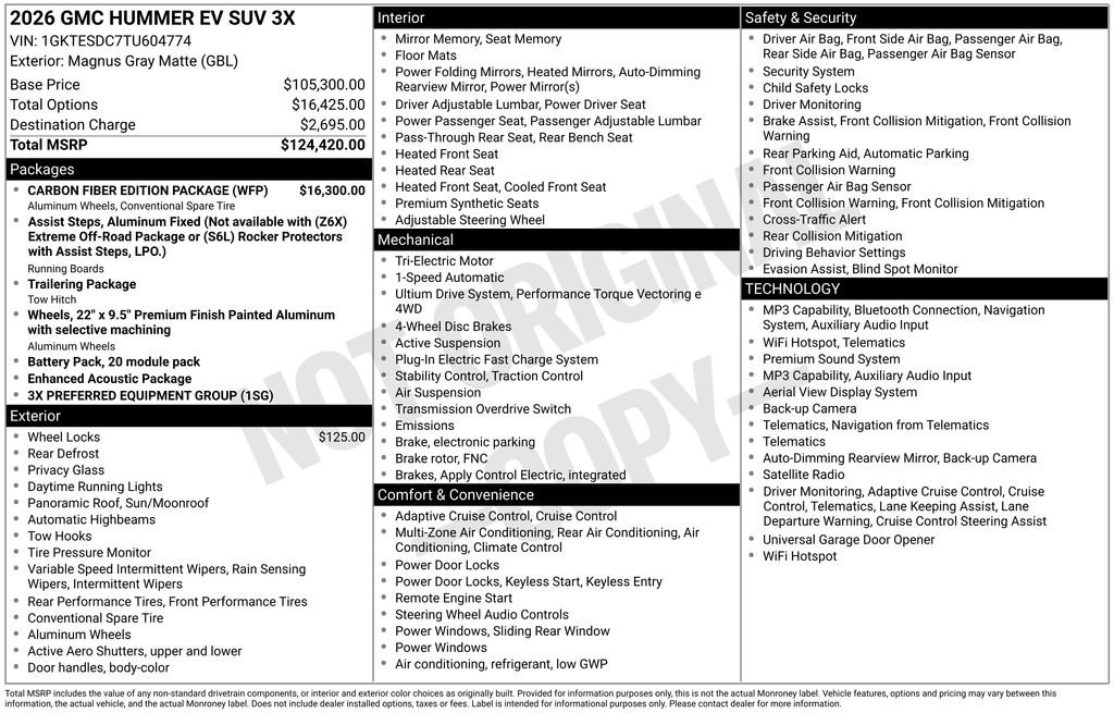 New 2026 GMC Hummer EV 3X w/ Carbon Fiber Edition Package AWD/4WD image 35