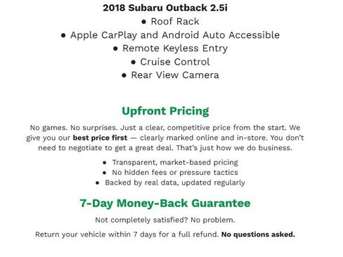 Used 2018 Subaru Outback 2.5i w/ Protection Package #1 image 2