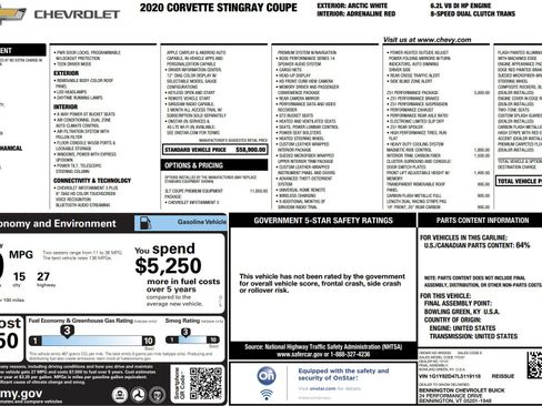 Used 2020 Chevrolet Corvette Stingray Premium Cpe w/ 3LT Preferred Equipment Group image 27