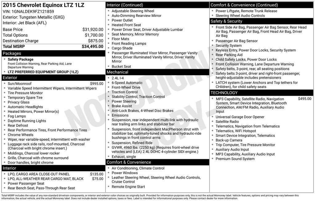 Used 2015 Chevrolet Equinox LTZ FWD image 3