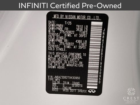 Certified 2026 INFINITI QX80 4WD w/ Sport Exterior Package image 33