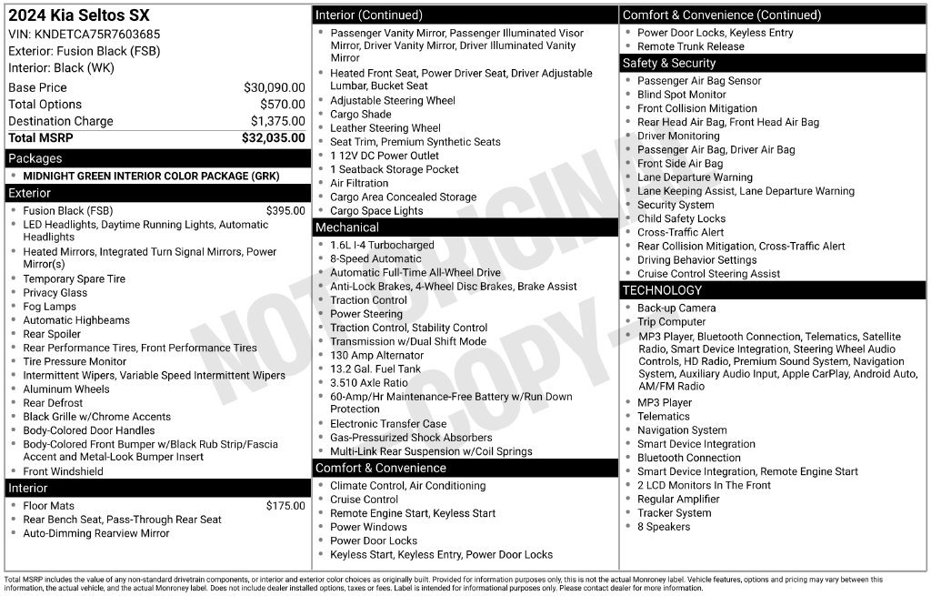 Certified 2024 Kia Seltos SX AWD/4WD image 10