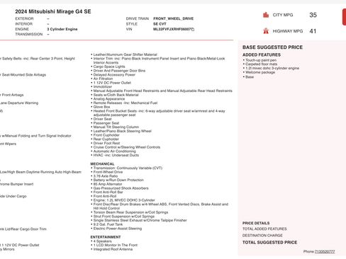 Used 2024 Mitsubishi Mirage G4 SE image 6