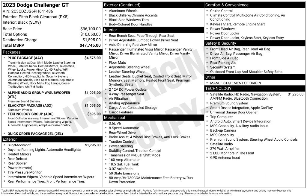 Used 2023 Dodge Challenger GT w/ Plus Package RWD image 1