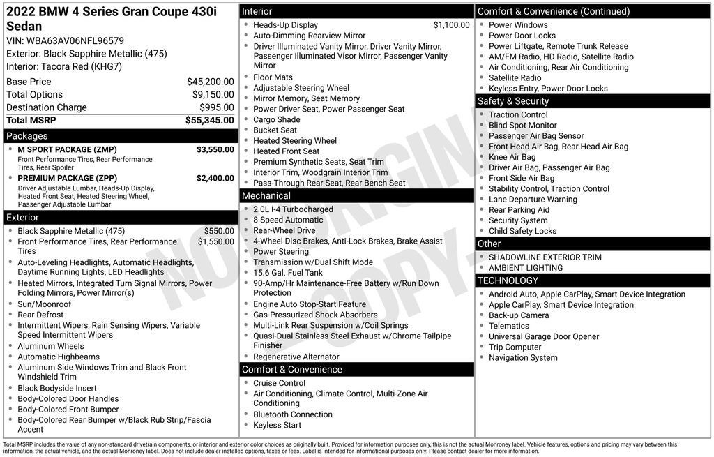 Used 2022 BMW 430i Gran Coupe w/ M Sport Package RWD image 28