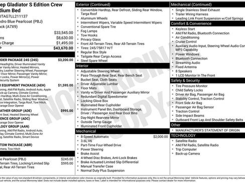 Used 2020 Jeep Gladiator Sport w/ Quick Order Package 24S AWD/4WD image 6