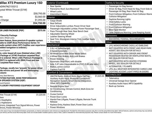 Certified 2022 Cadillac XT5 Premium Luxury w/ LPO, Floor Liner Package image 7