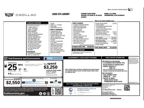 Used 2025 Cadillac CT4 Luxury w/ Sun And Sound Package AWD/4WD image 7