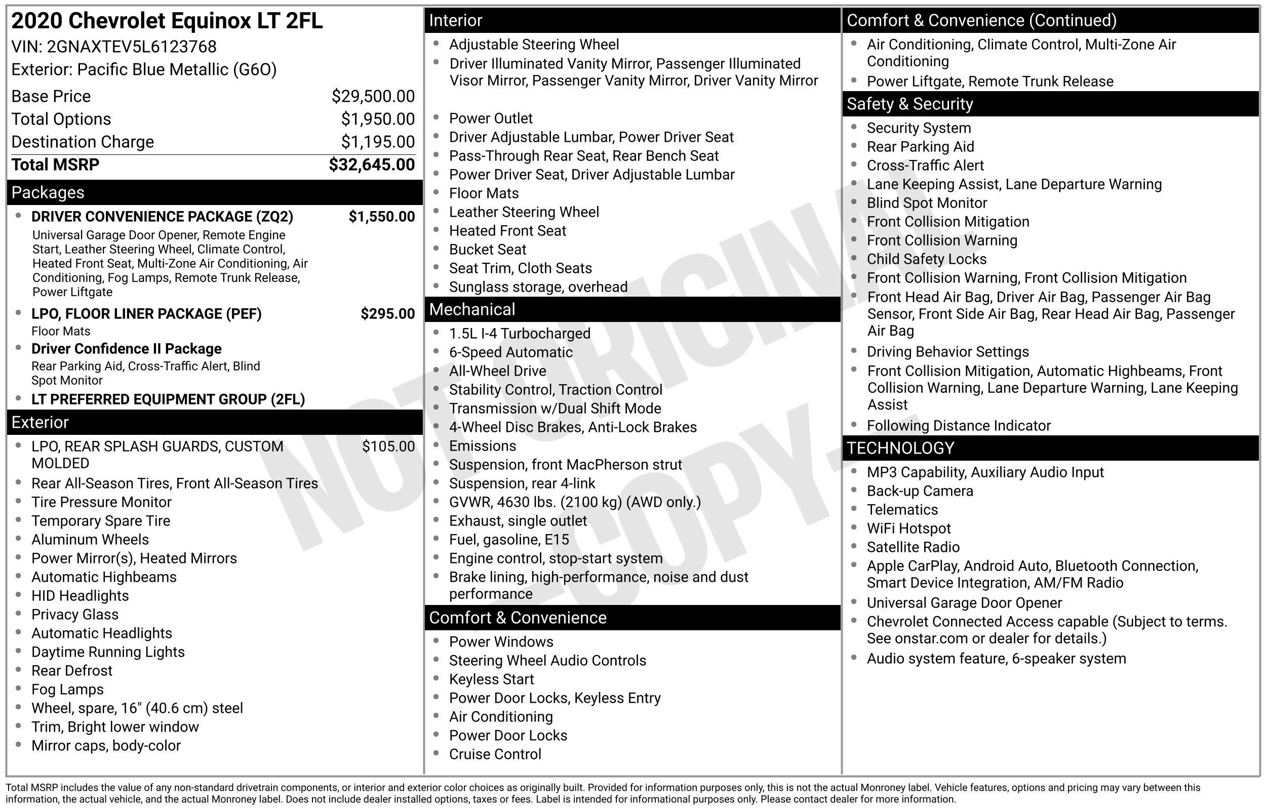 Used 2020 Chevrolet Equinox LT w/ Driver Convenience Package AWD/4WD image 15