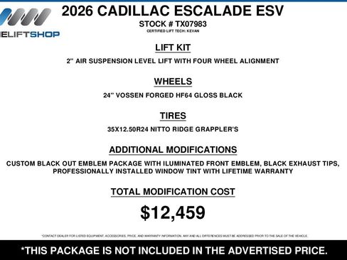 Used 2026 Cadillac Escalade ESV Sport w/ LPO, ONYX Package image 2