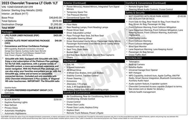 Used 2023 Chevrolet Traverse LT w/ LPO, Floor Liner Package AWD/4WD image 19