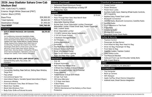 Used 2026 Jeep Gladiator Sport AWD/4WD image 4