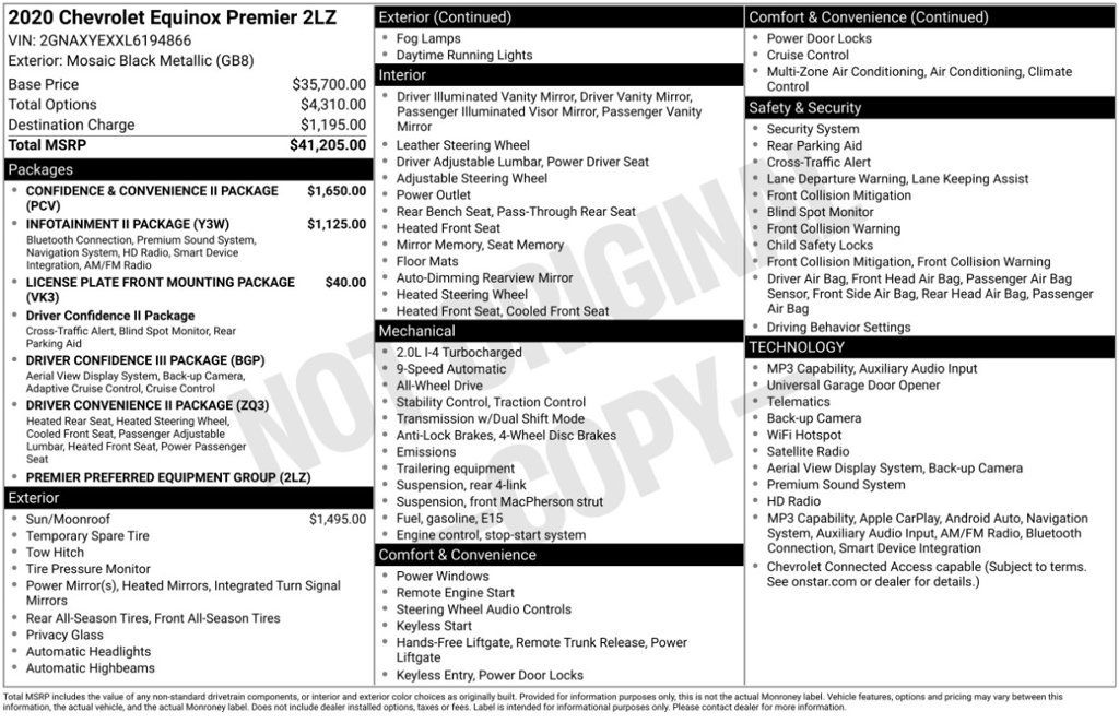 Used 2020 Chevrolet Equinox Premier AWD/4WD image 6